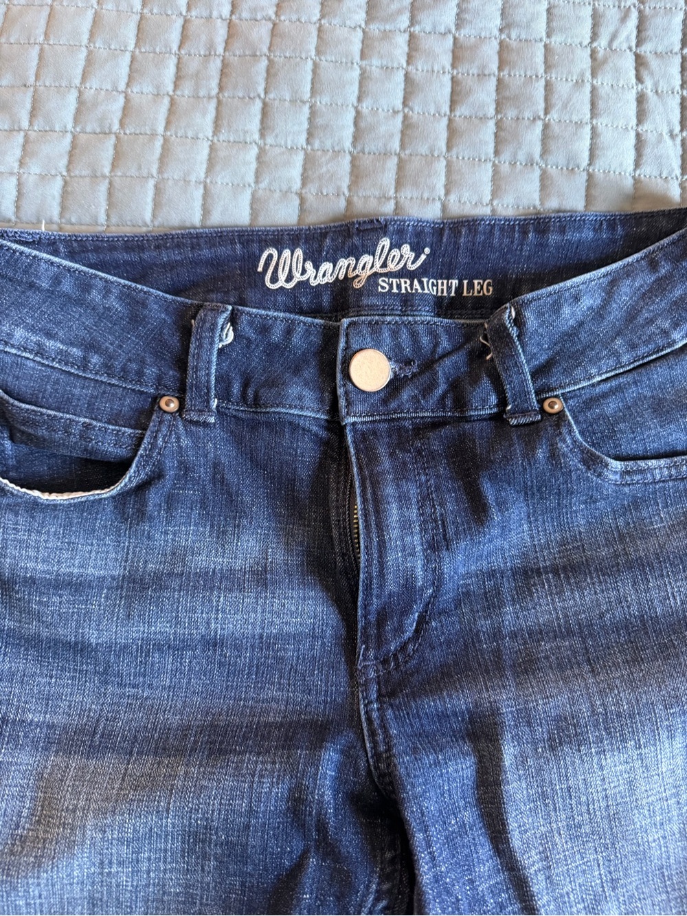 Wrangler Straight Leg Jeans in Indigo Blue Wash